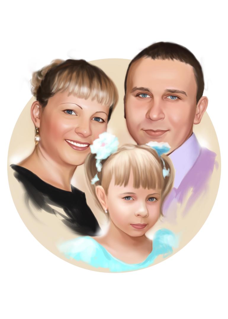 Семейный портрет по фото на холсте в Таганроге — правильный подарок!